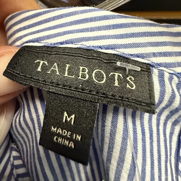 Talbots Ladybug Embroidered Striped Sleeveless Blouse Peter Pan Collar Medium - Picture 3 of 4